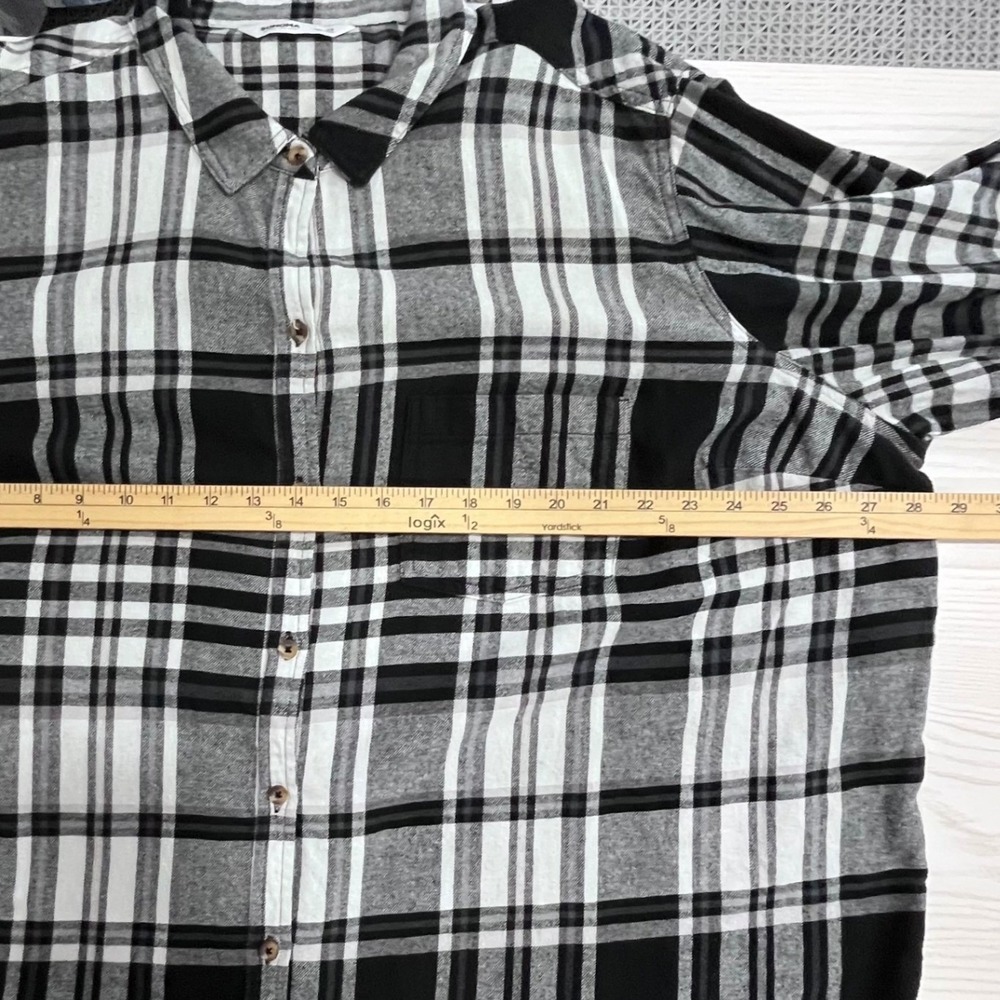 Sonoma Black White Plaid Flannel Shirt Womens 2X Fall Casual Classic Cabincore - Picture 9 of 11